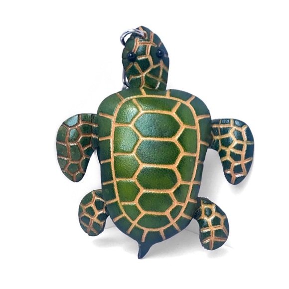1 LEFT! Handmade Handcrafted Genuine Leather Sea Turtle Keychain - Picture 2 of 6